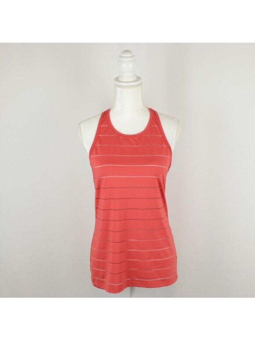 Athleta Stripe Mesh Chi Women's Small Orange Red Lightweight Activewear Tank top